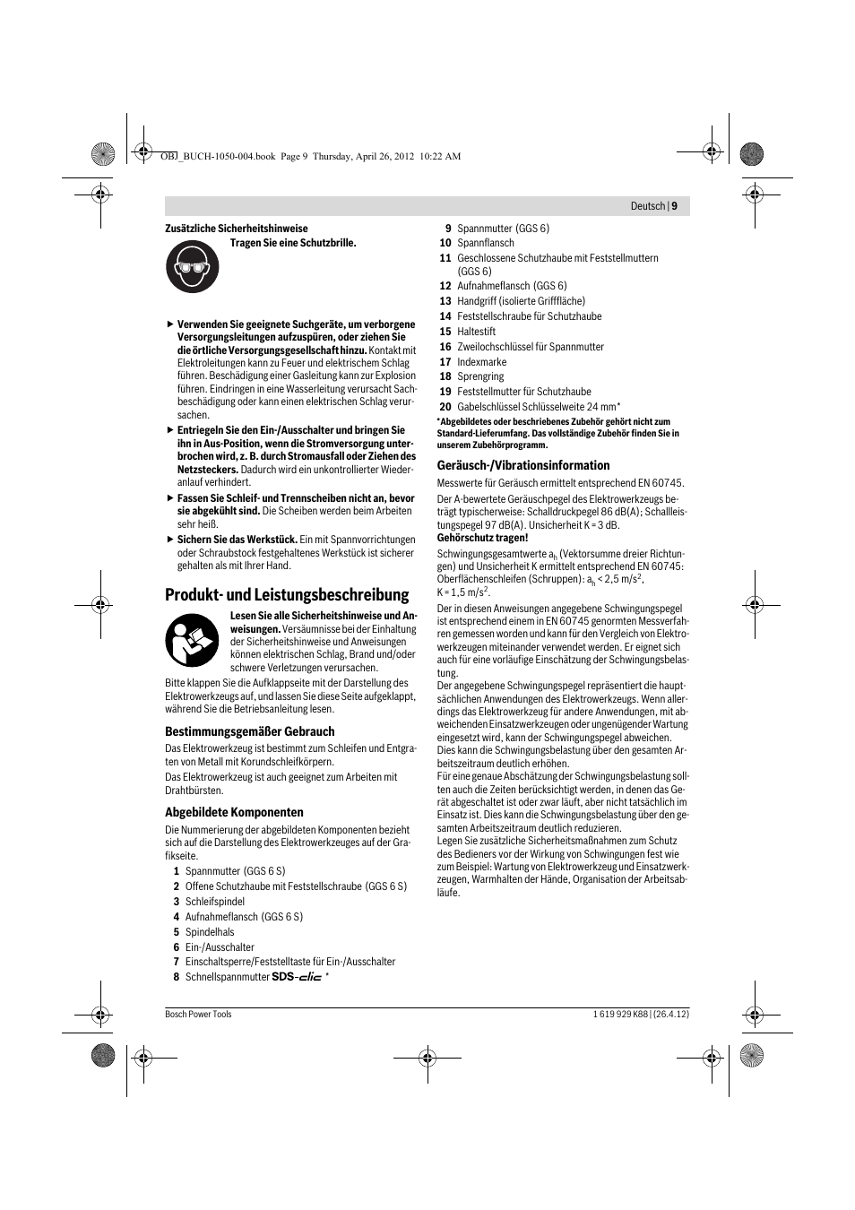 Produkt- und leistungsbeschreibung | Bosch GGS 6 S Professional User Manual | Page 9 / 190