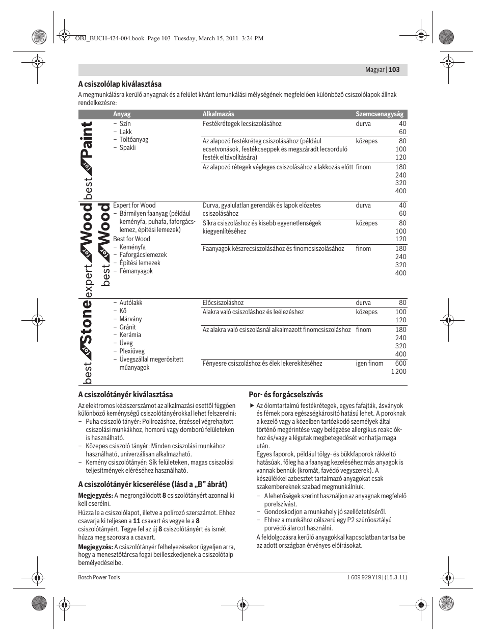 Bosch GEX 125 AC Professional User Manual | Page 103 / 179