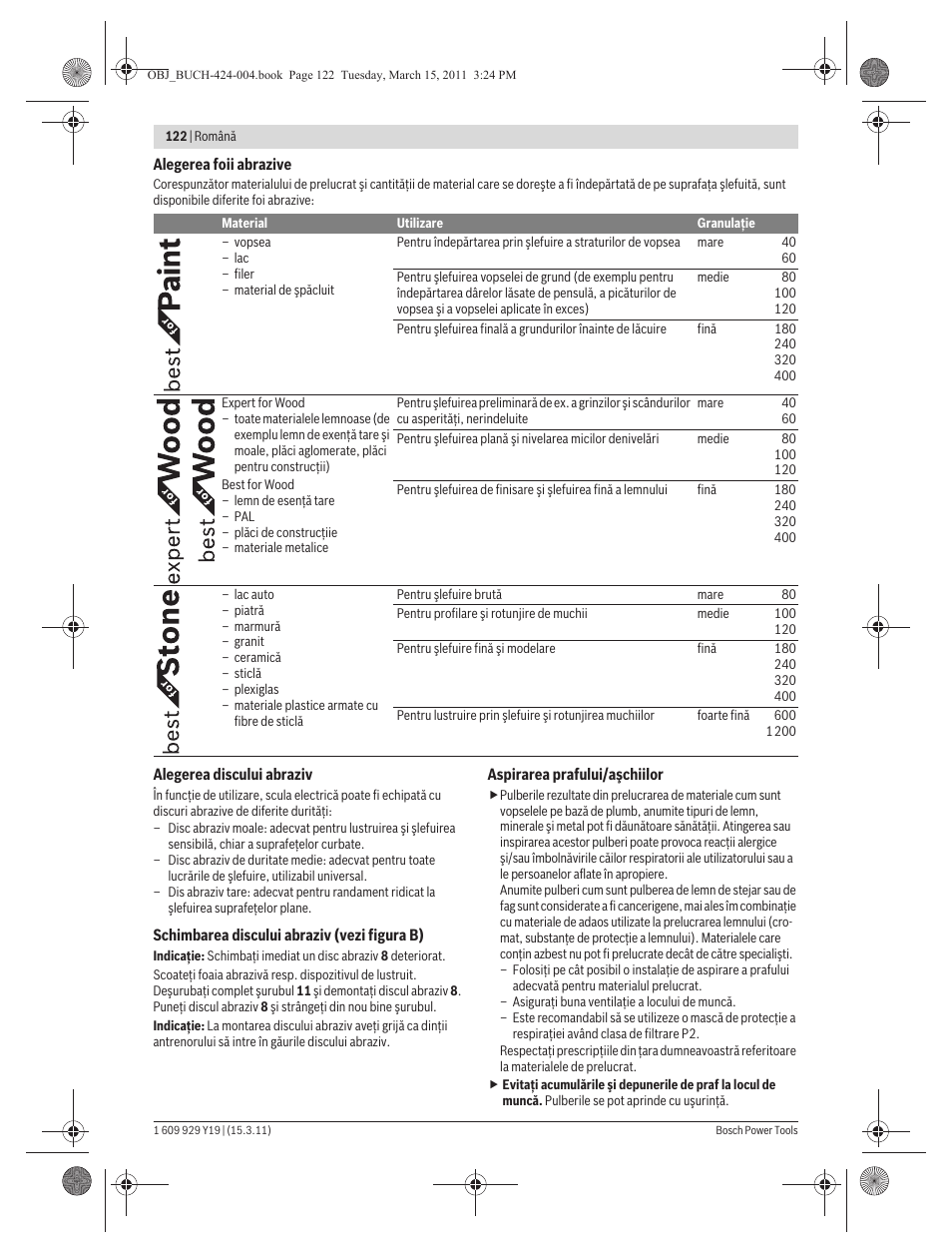 Bosch GEX 125 AC Professional User Manual | Page 122 / 179