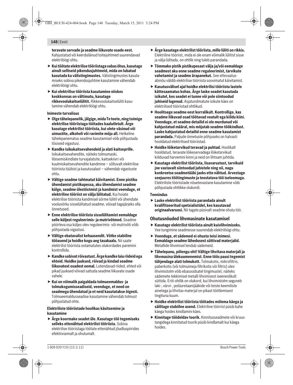 Bosch GEX 125 AC Professional User Manual | Page 148 / 179