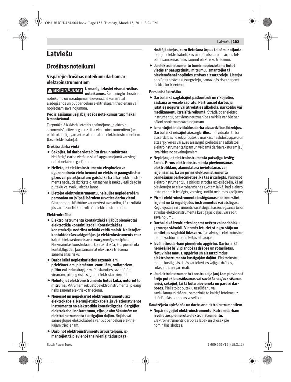 Latviešu | Bosch GEX 125 AC Professional User Manual | Page 153 / 179