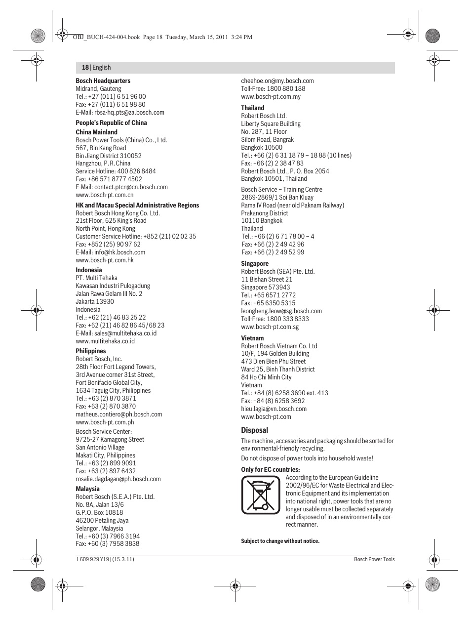 Bosch GEX 125 AC Professional User Manual | Page 18 / 179