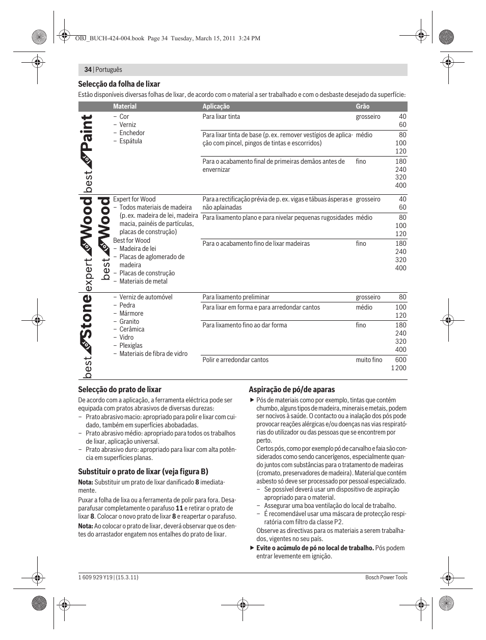 Bosch GEX 125 AC Professional User Manual | Page 34 / 179