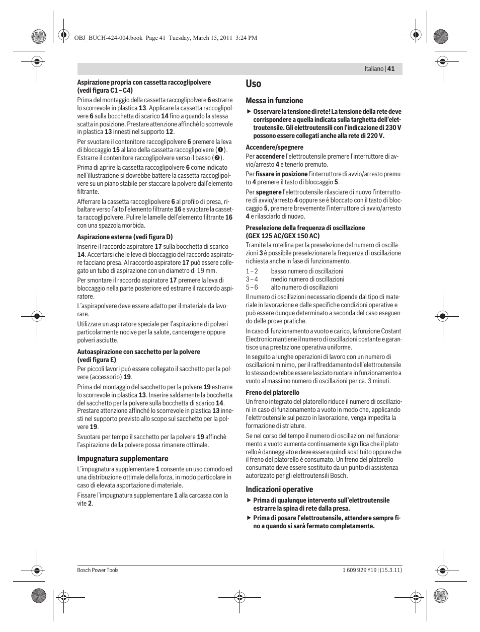Bosch GEX 125 AC Professional User Manual | Page 41 / 179
