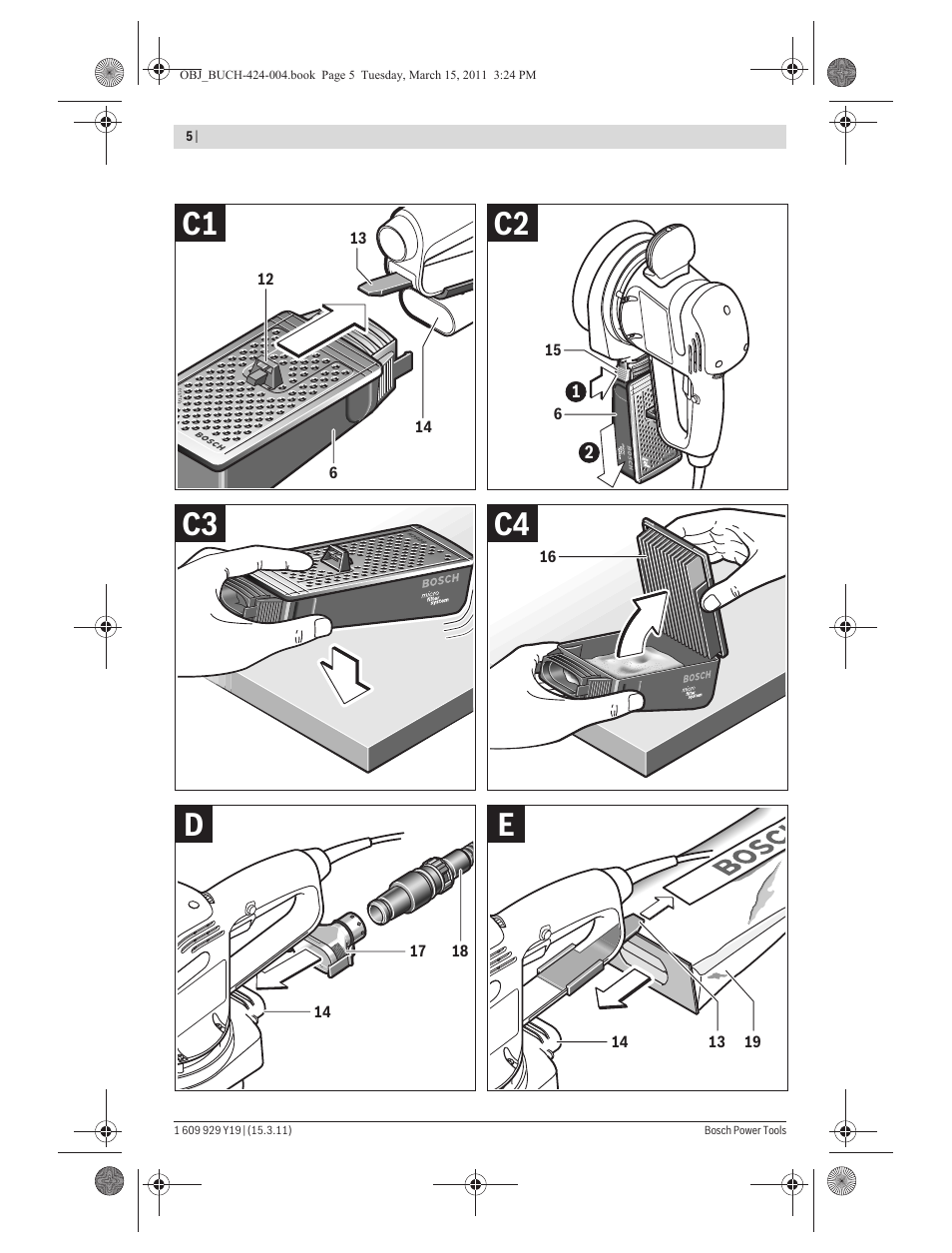 Ed c4 c3 c2 c1 | Bosch GEX 125 AC Professional User Manual | Page 5 / 179