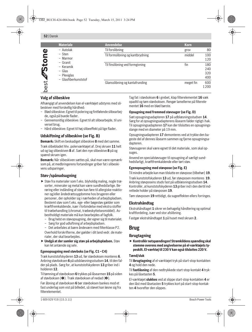 Brug | Bosch GEX 125 AC Professional User Manual | Page 52 / 179