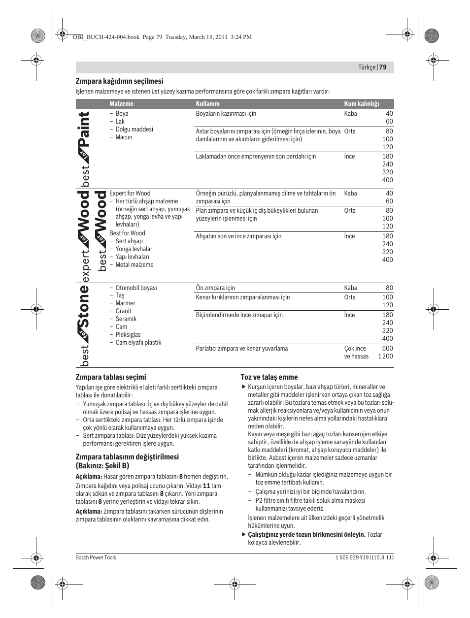 Bosch GEX 125 AC Professional User Manual | Page 79 / 179