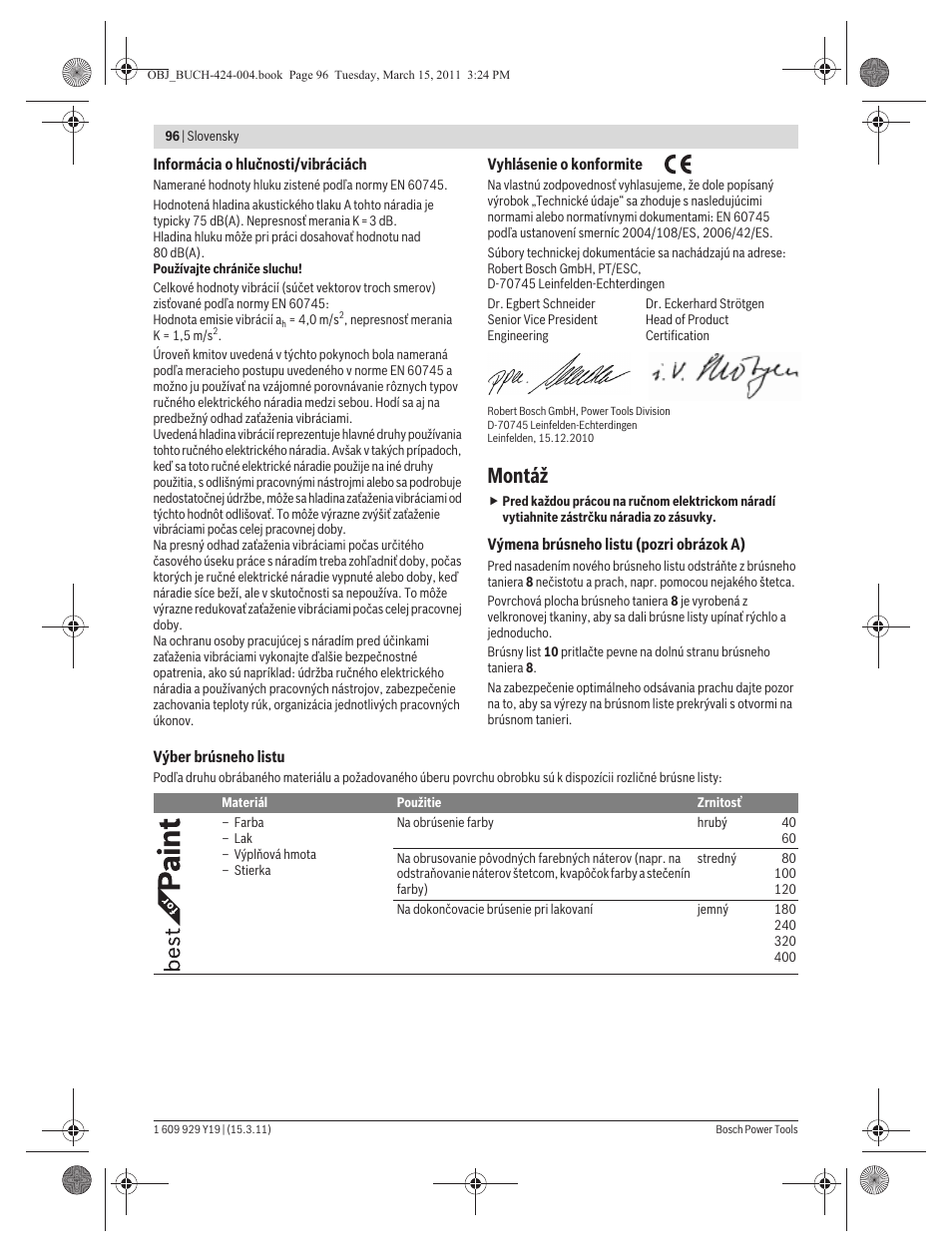 Montáž | Bosch GEX 125 AC Professional User Manual | Page 96 / 179