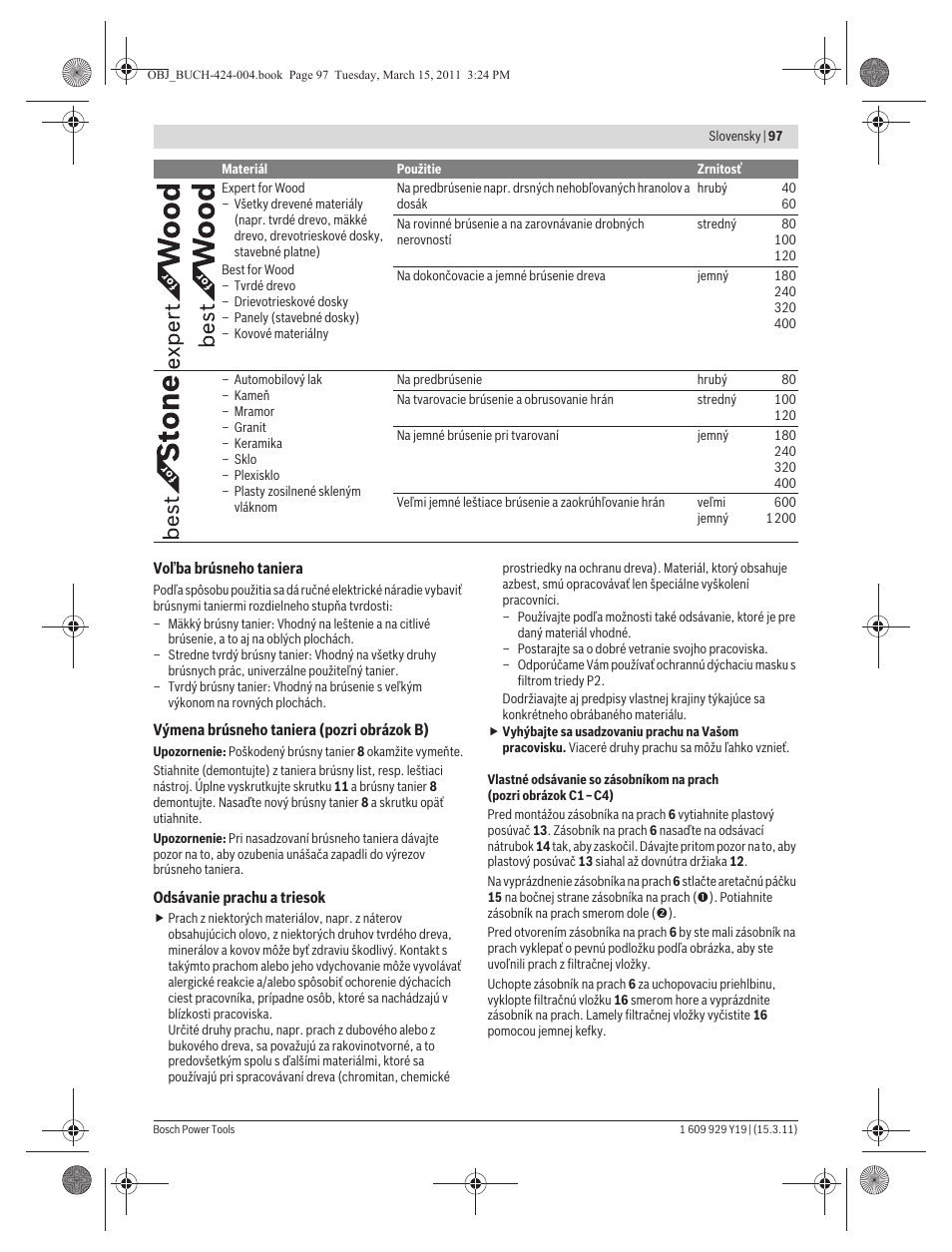 Bosch GEX 125 AC Professional User Manual | Page 97 / 179