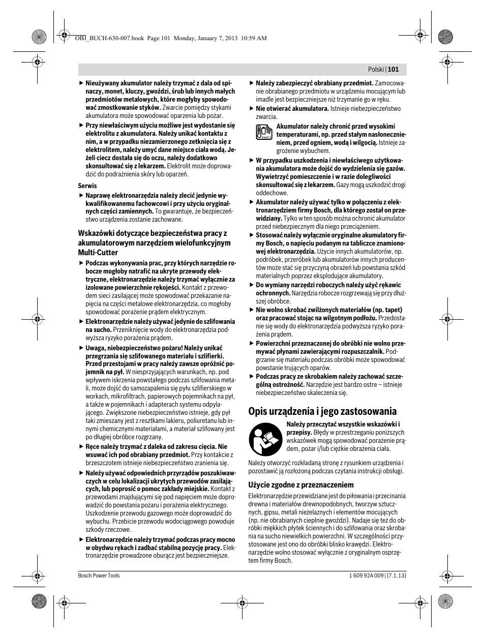 Opis urządzenia i jego zastosowania | Bosch GOP 10,8 V-LI Professional User Manual | Page 101 / 215