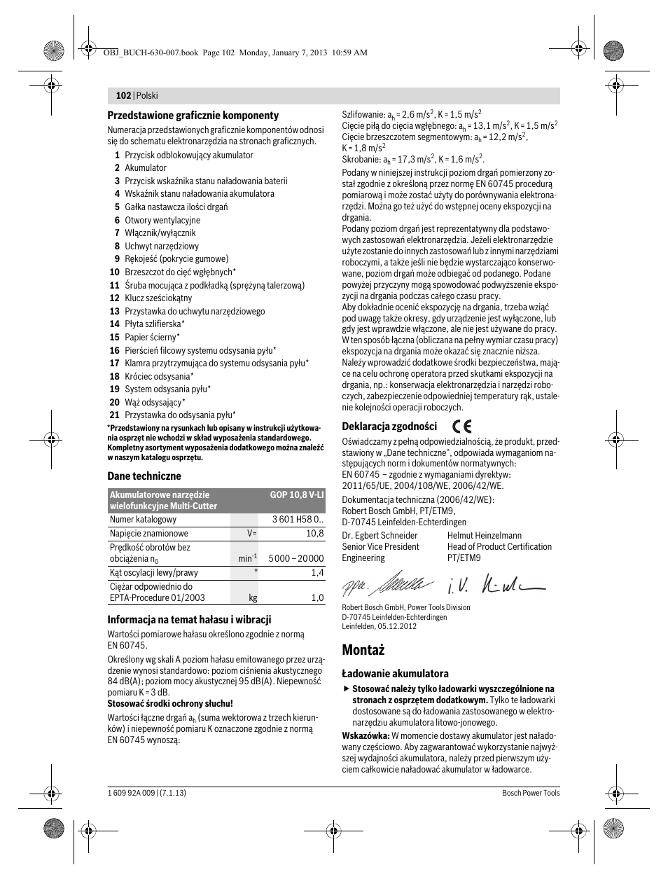 Montaż | Bosch GOP 10,8 V-LI Professional User Manual | Page 102 / 215