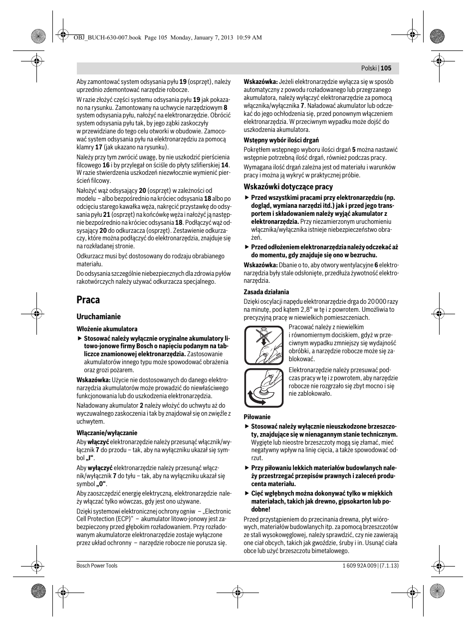 Praca | Bosch GOP 10,8 V-LI Professional User Manual | Page 105 / 215