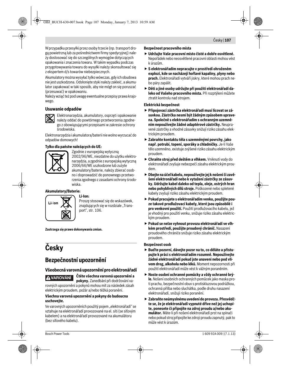 Česky, Bezpečnostní upozornění | Bosch GOP 10,8 V-LI Professional User Manual | Page 107 / 215
