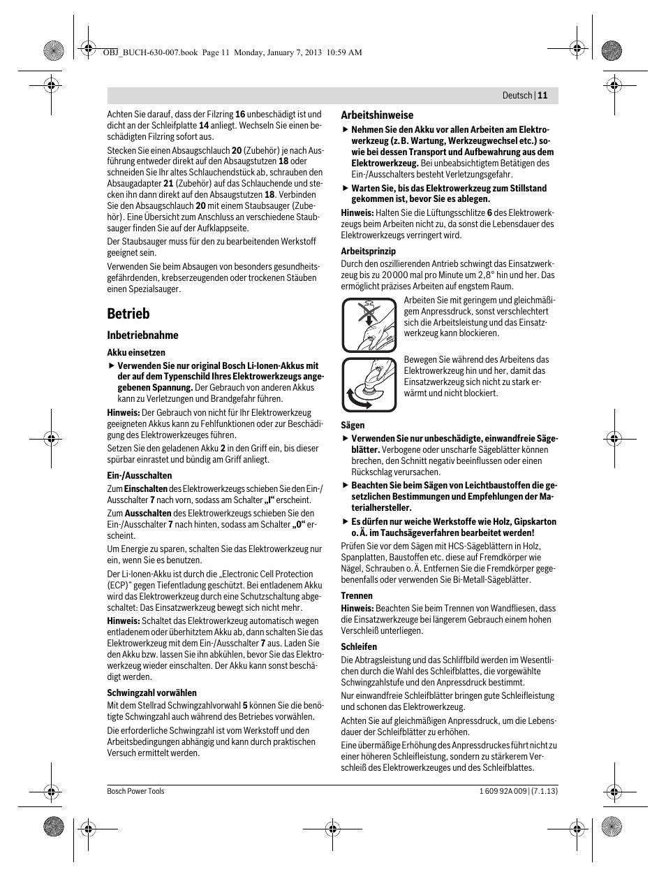Betrieb | Bosch GOP 10,8 V-LI Professional User Manual | Page 11 / 215