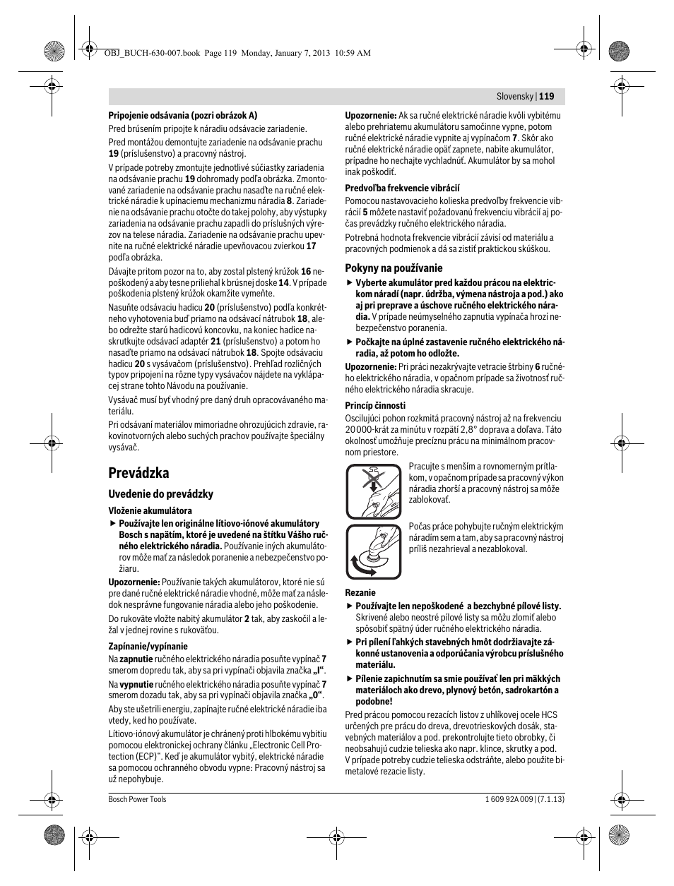 Prevádzka | Bosch GOP 10,8 V-LI Professional User Manual | Page 119 / 215