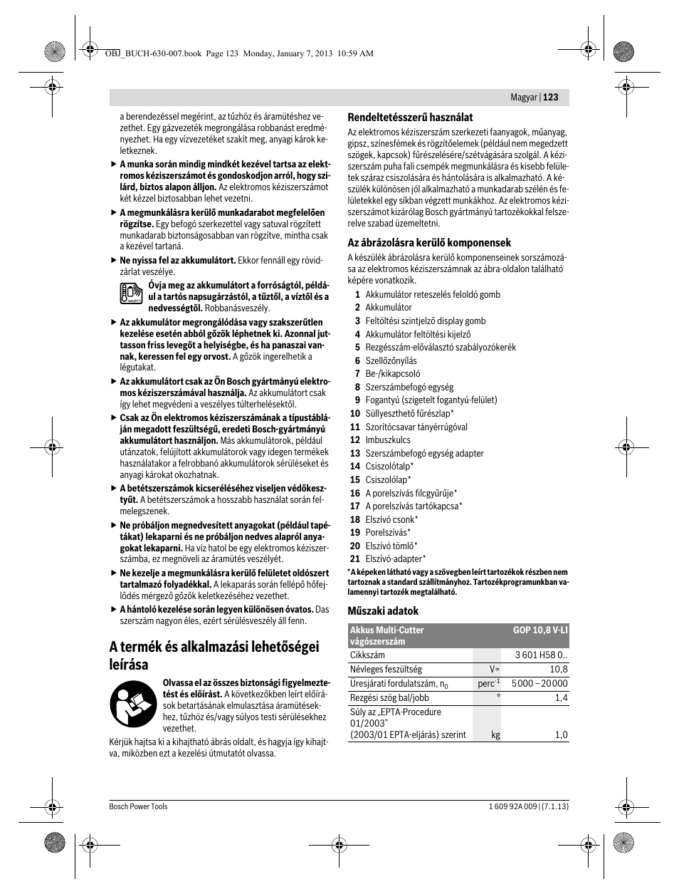 A termék és alkalmazási lehetőségei leírása | Bosch GOP 10,8 V-LI Professional User Manual | Page 123 / 215