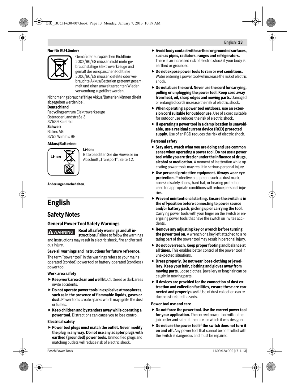 English | Bosch GOP 10,8 V-LI Professional User Manual | Page 13 / 215
