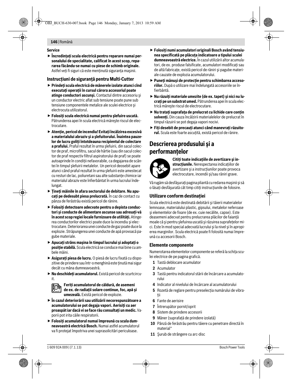 Descrierea produsului şi a performanţelor | Bosch GOP 10,8 V-LI Professional User Manual | Page 146 / 215