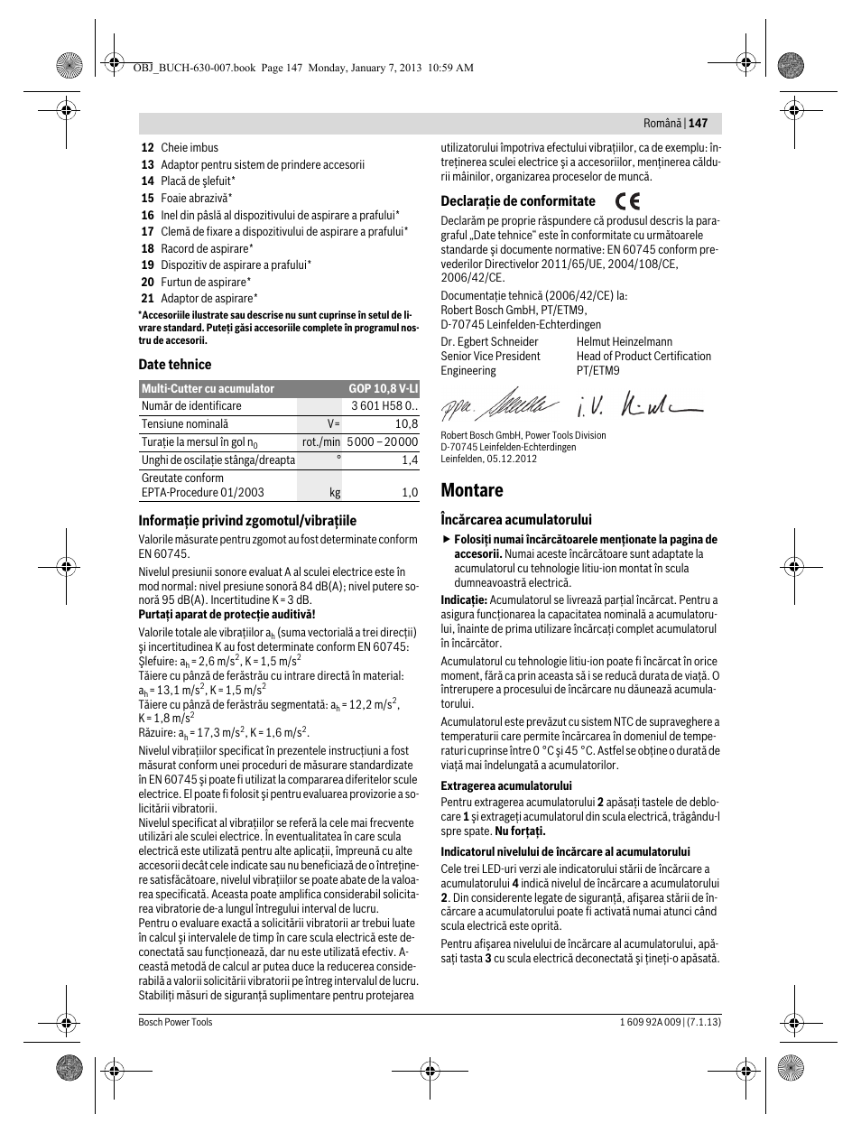 Montare | Bosch GOP 10,8 V-LI Professional User Manual | Page 147 / 215
