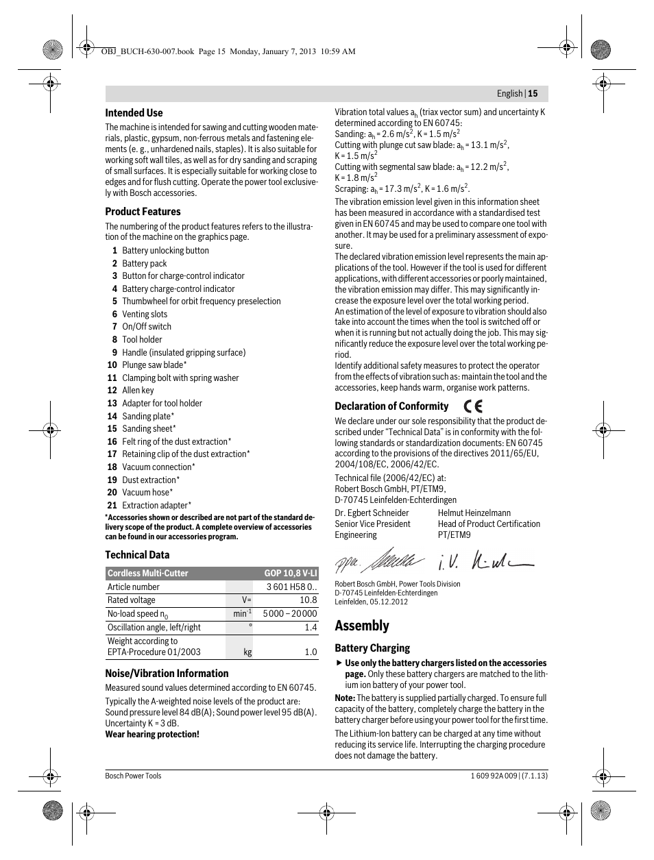 Assembly | Bosch GOP 10,8 V-LI Professional User Manual | Page 15 / 215