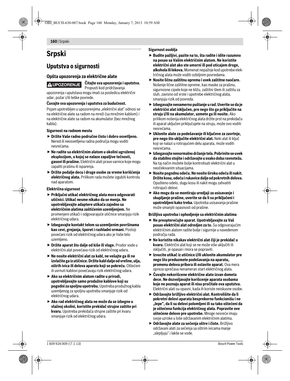 Srpski, Uputstva o sigurnosti | Bosch GOP 10,8 V-LI Professional User Manual | Page 160 / 215