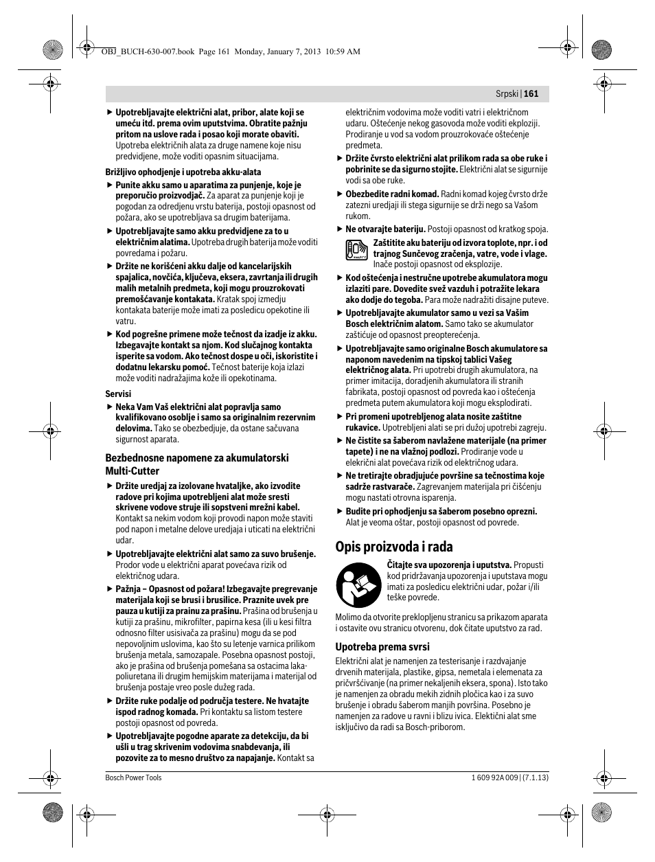Opis proizvoda i rada | Bosch GOP 10,8 V-LI Professional User Manual | Page 161 / 215