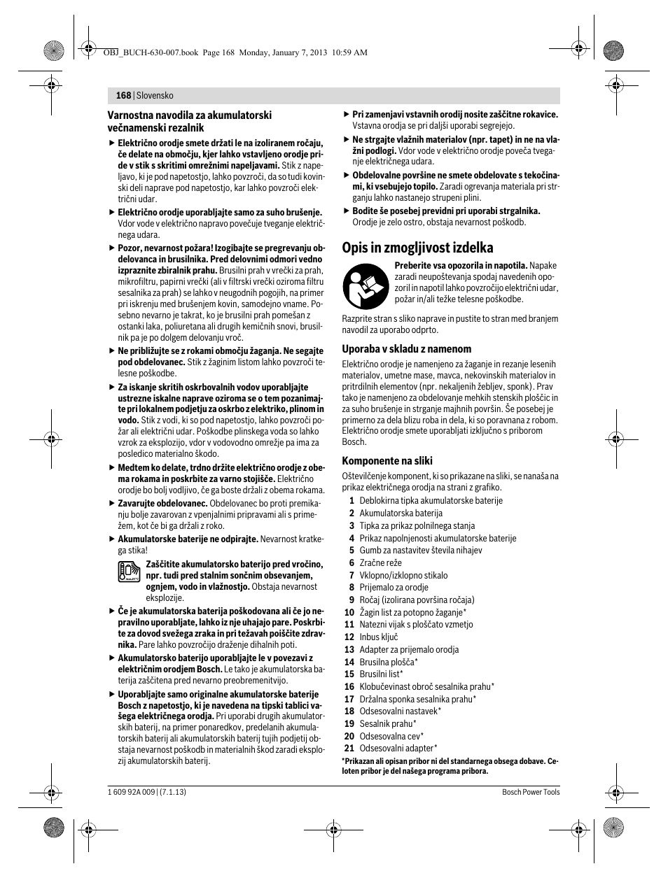 Opis in zmogljivost izdelka | Bosch GOP 10,8 V-LI Professional User Manual | Page 168 / 215