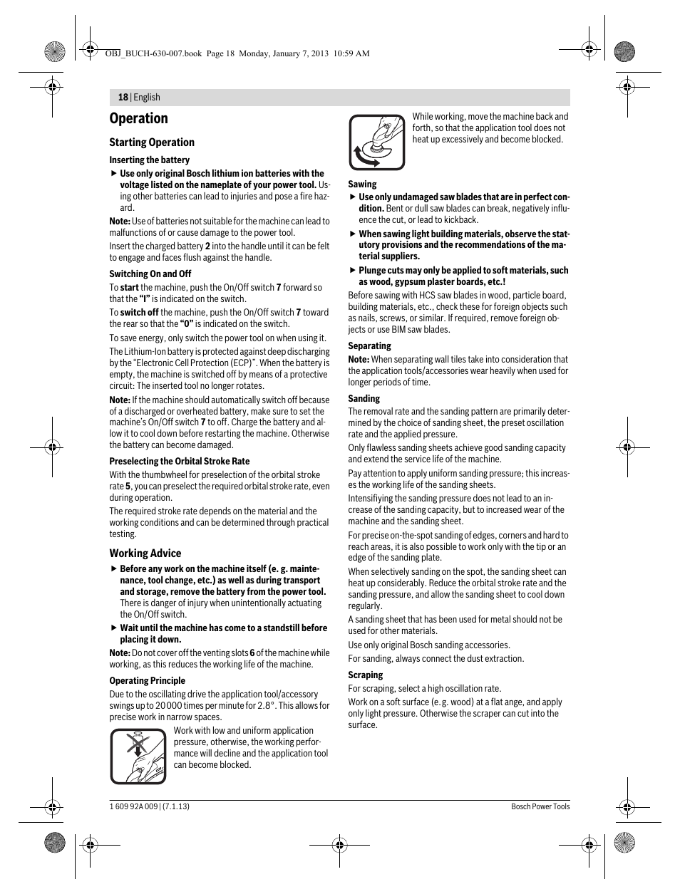 Operation | Bosch GOP 10,8 V-LI Professional User Manual | Page 18 / 215