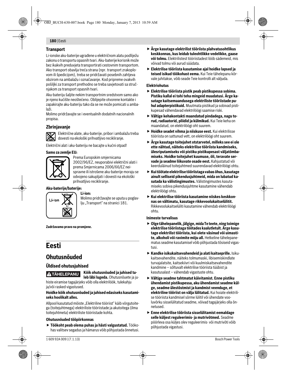 Eesti, Ohutusnõuded | Bosch GOP 10,8 V-LI Professional User Manual | Page 180 / 215