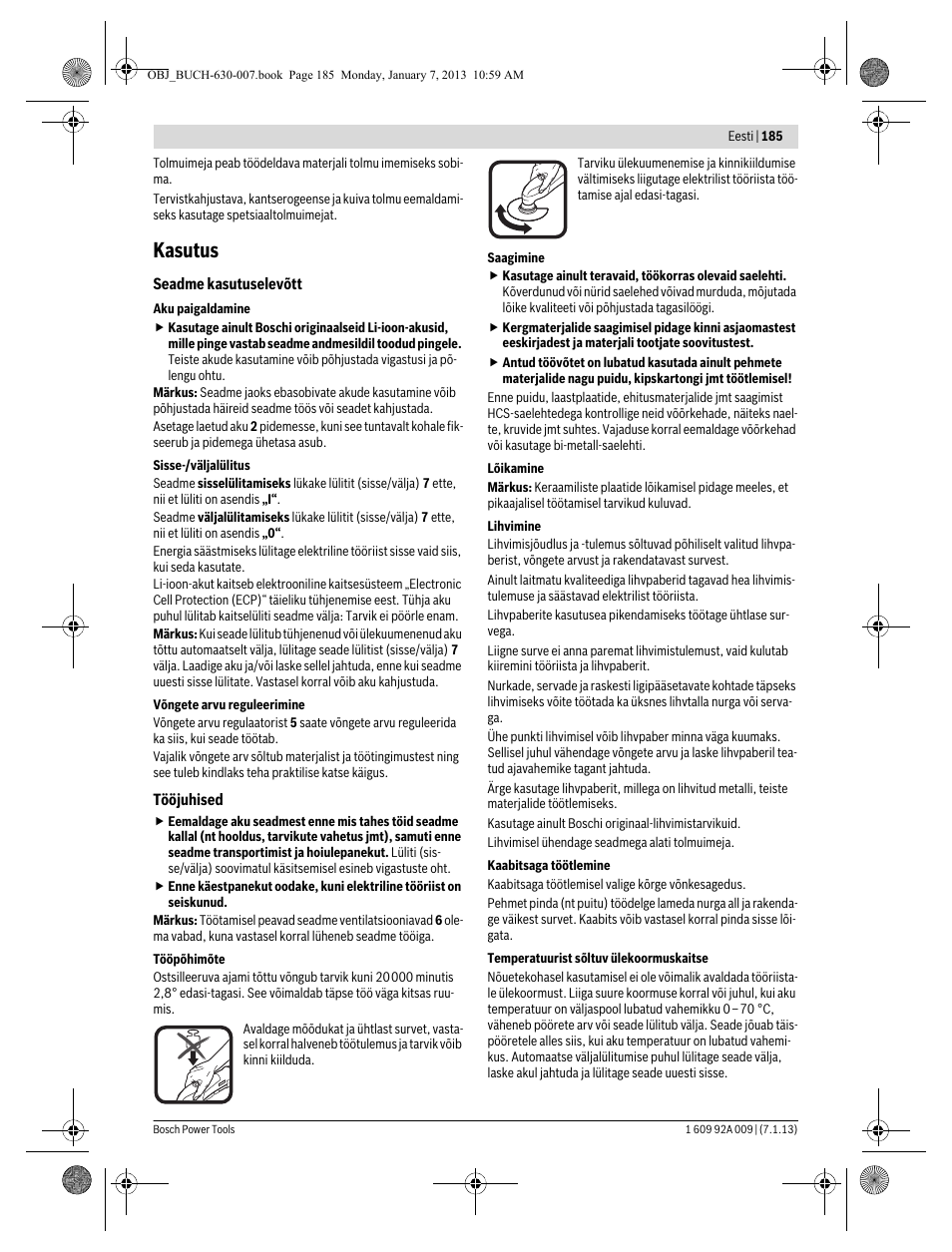 Kasutus | Bosch GOP 10,8 V-LI Professional User Manual | Page 185 / 215