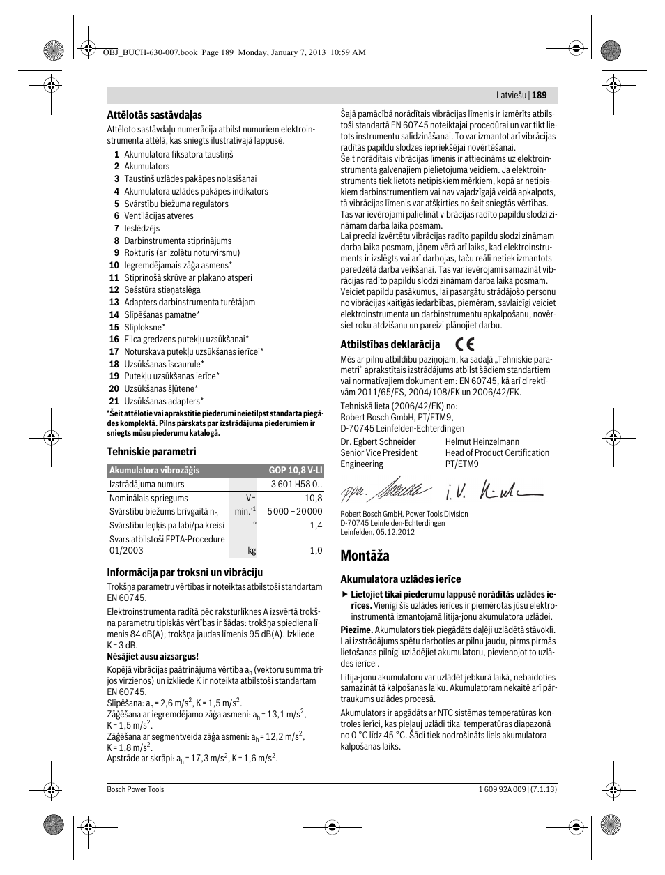 Montāža | Bosch GOP 10,8 V-LI Professional User Manual | Page 189 / 215
