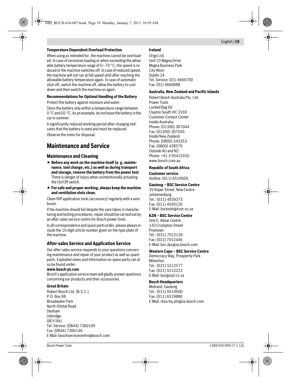 Maintenance and service | Bosch GOP 10,8 V-LI Professional User Manual | Page 19 / 215