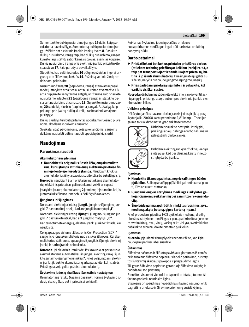 Naudojimas | Bosch GOP 10,8 V-LI Professional User Manual | Page 199 / 215