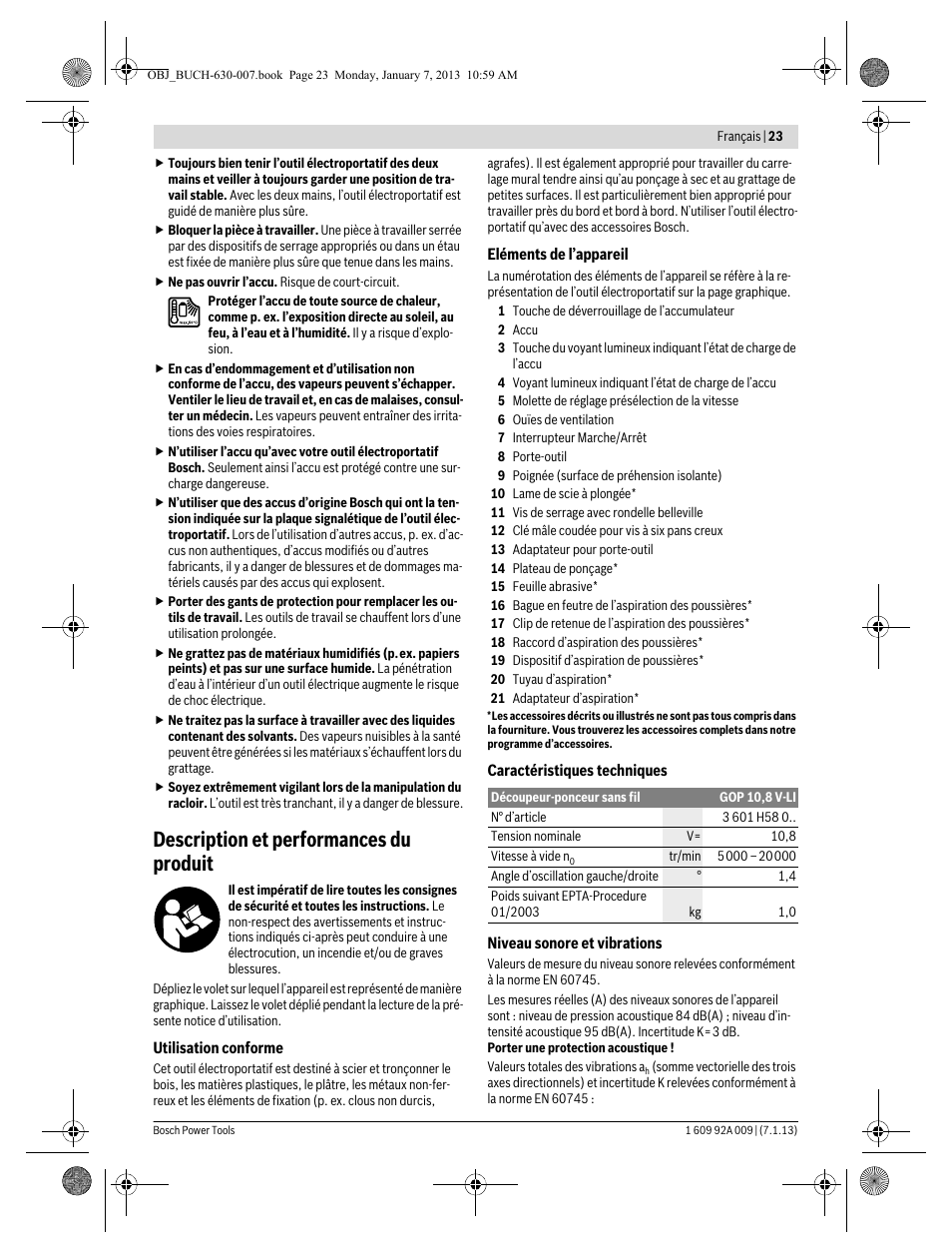Description et performances du produit | Bosch GOP 10,8 V-LI Professional User Manual | Page 23 / 215