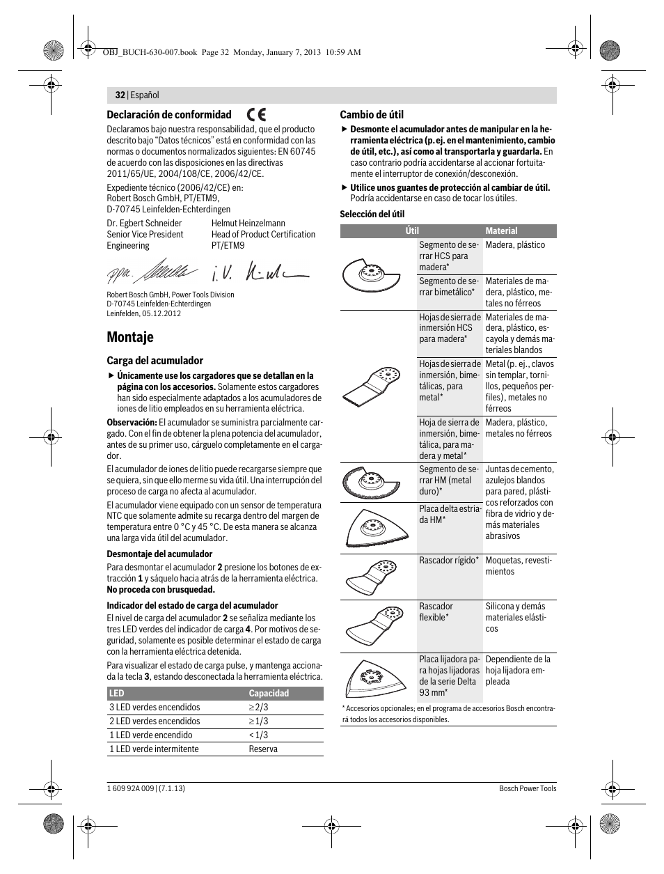 Montaje | Bosch GOP 10,8 V-LI Professional User Manual | Page 32 / 215
