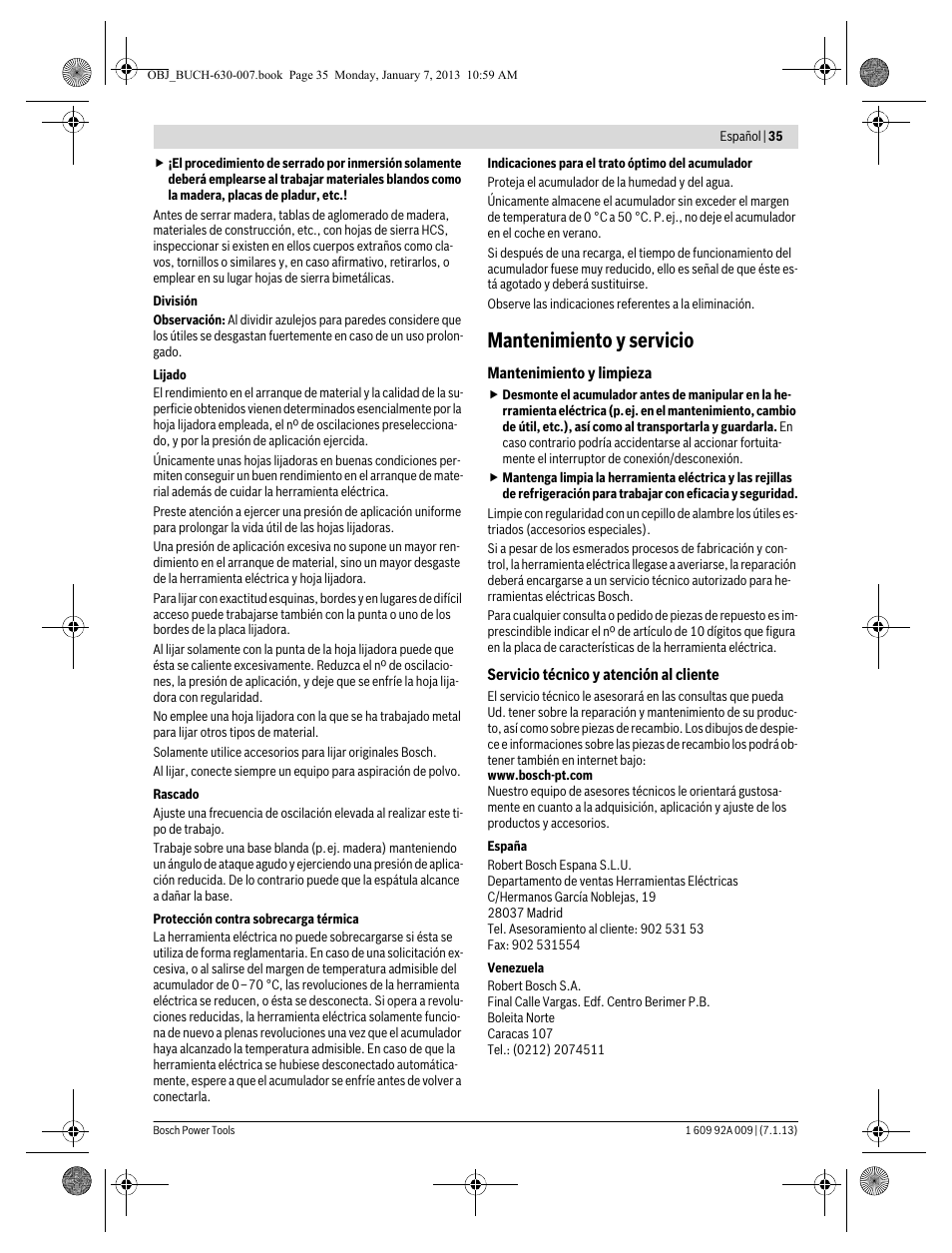 Mantenimiento y servicio | Bosch GOP 10,8 V-LI Professional User Manual | Page 35 / 215
