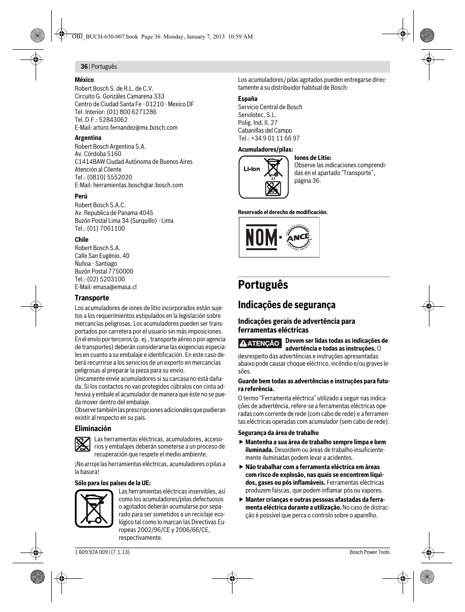 Português, Indicações de segurança | Bosch GOP 10,8 V-LI Professional User Manual | Page 36 / 215