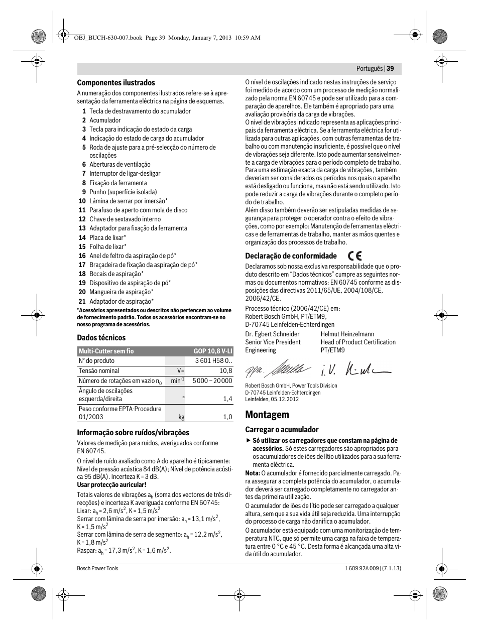Montagem | Bosch GOP 10,8 V-LI Professional User Manual | Page 39 / 215