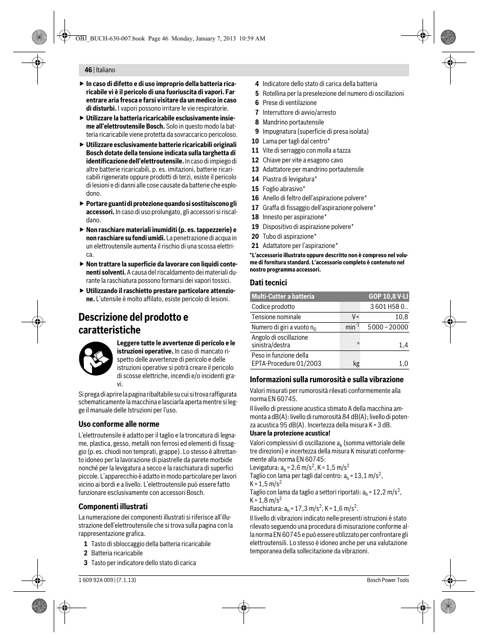 Descrizione del prodotto e caratteristiche | Bosch GOP 10,8 V-LI Professional User Manual | Page 46 / 215