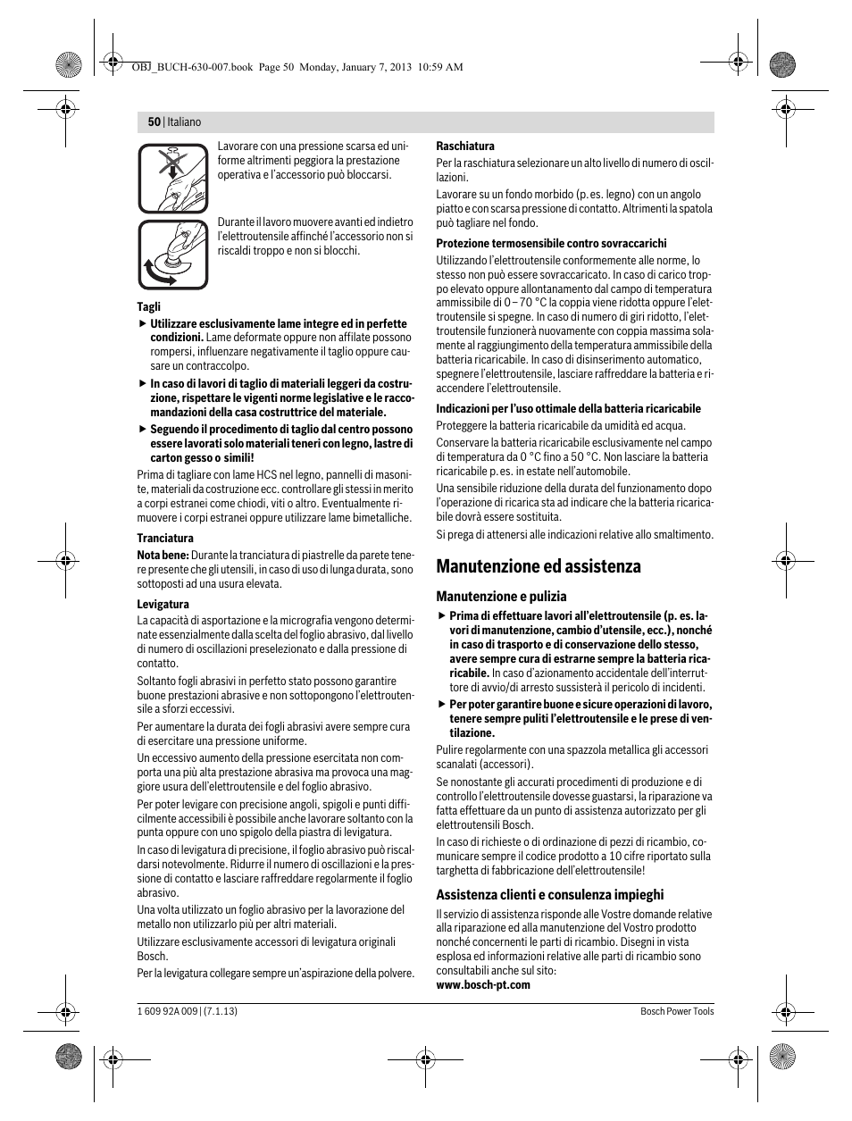 Manutenzione ed assistenza | Bosch GOP 10,8 V-LI Professional User Manual | Page 50 / 215