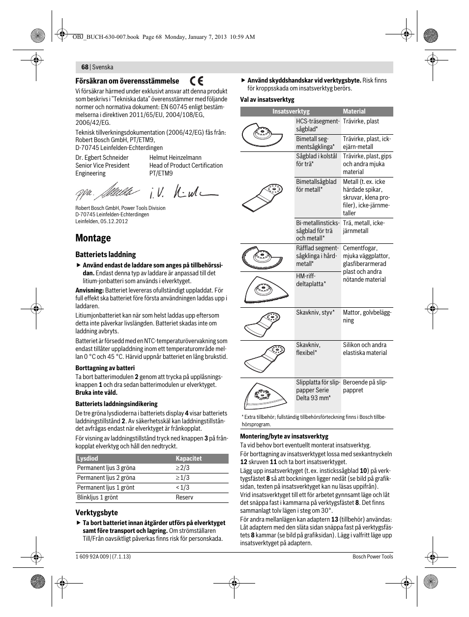Montage | Bosch GOP 10,8 V-LI Professional User Manual | Page 68 / 215