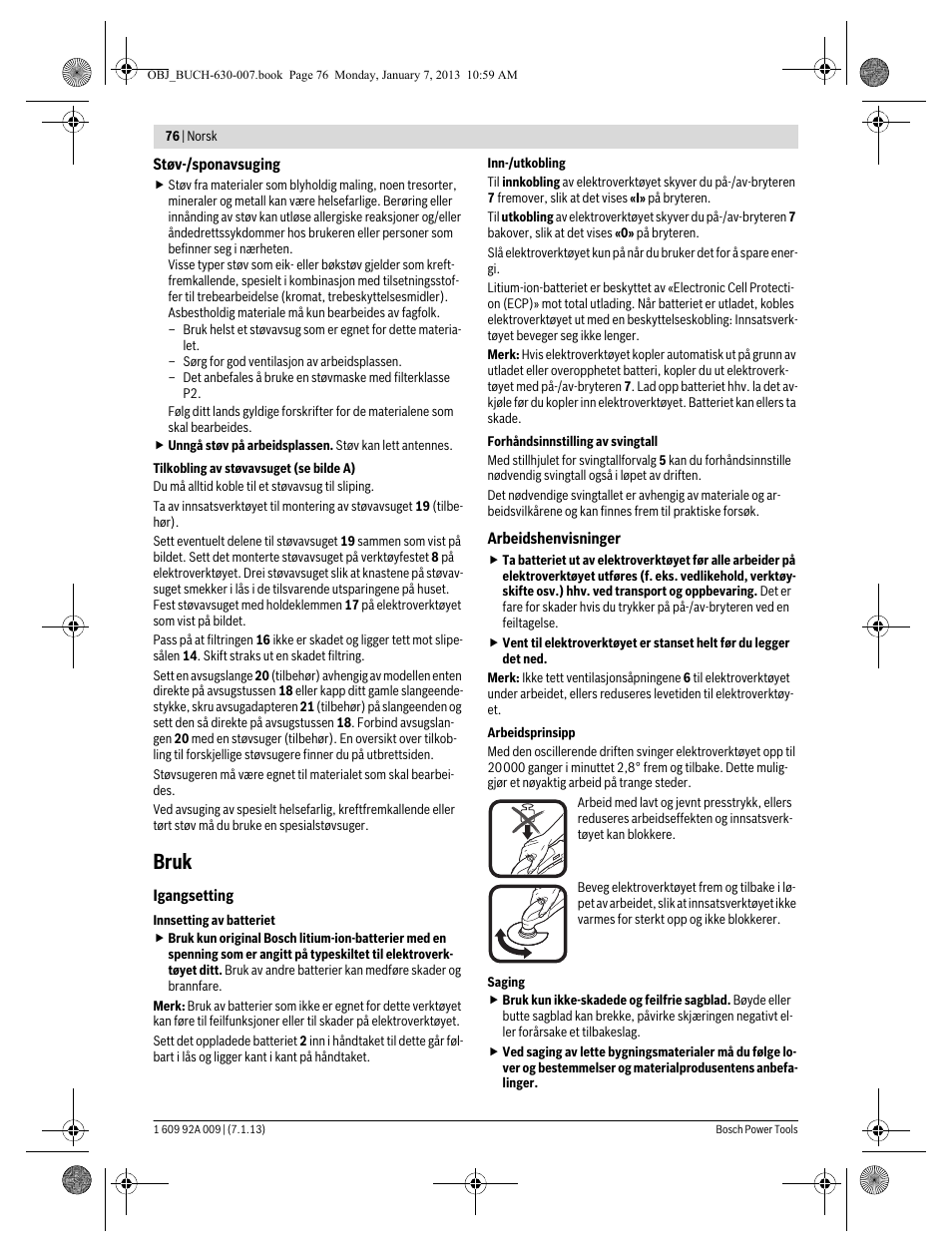 Bruk | Bosch GOP 10,8 V-LI Professional User Manual | Page 76 / 215