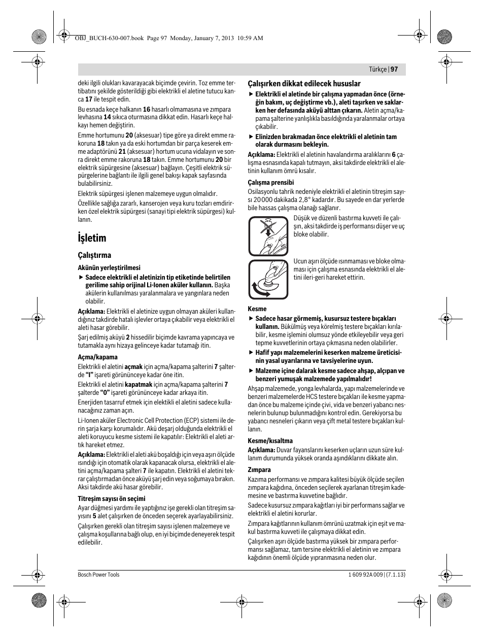 Işletim | Bosch GOP 10,8 V-LI Professional User Manual | Page 97 / 215
