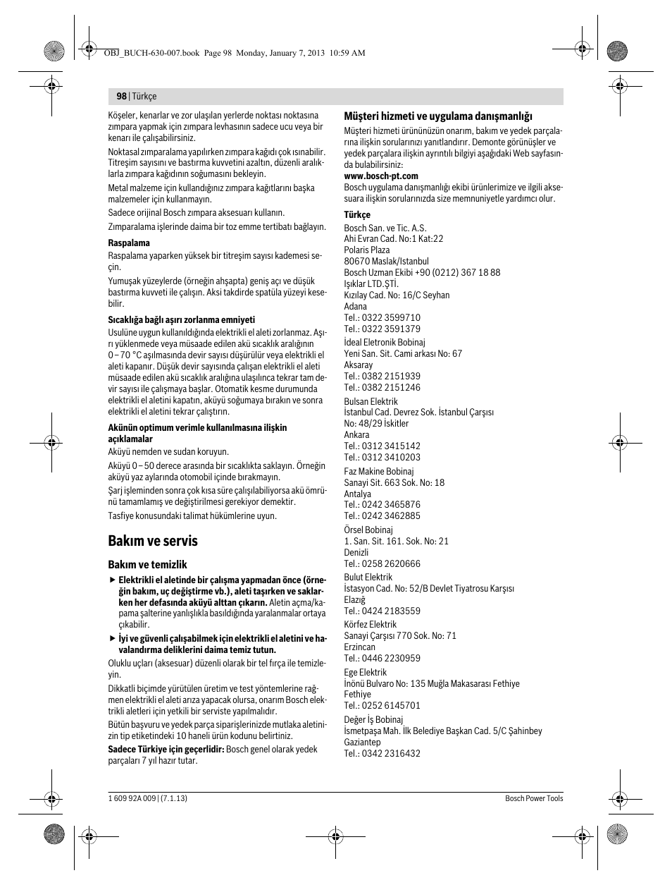 Bakım ve servis | Bosch GOP 10,8 V-LI Professional User Manual | Page 98 / 215