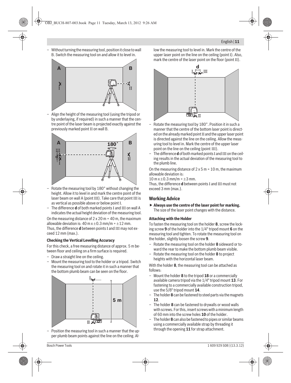 Bosch GPL 3 Professional User Manual | Page 11 / 158