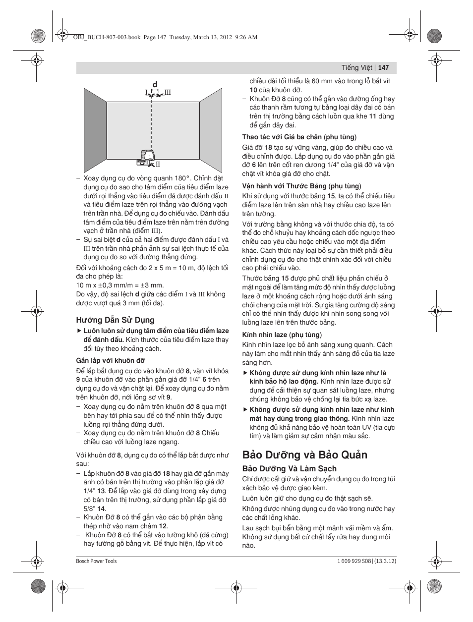 Bωo dõîng vμ bωo quωn | Bosch GPL 3 Professional User Manual | Page 147 / 158