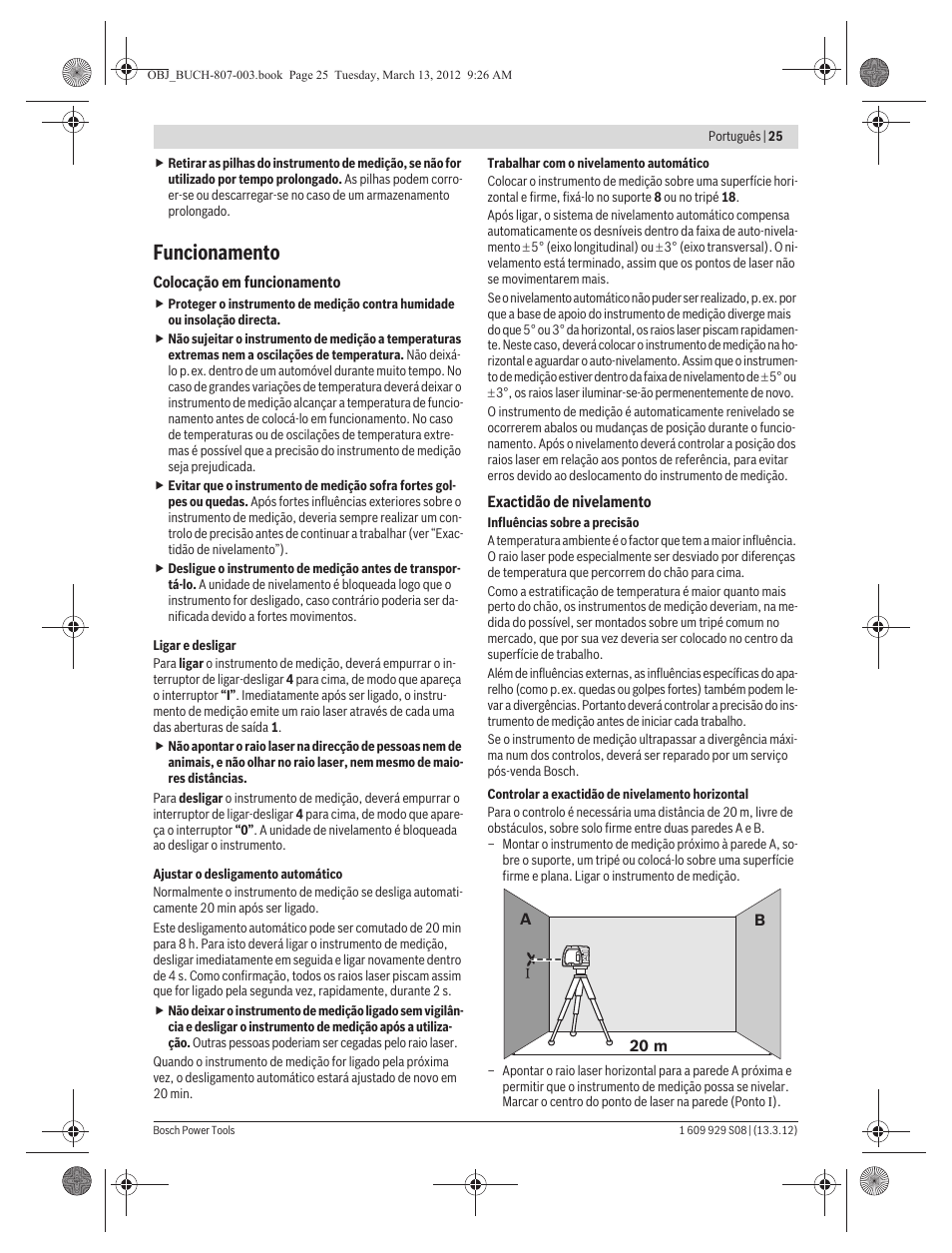 Funcionamento | Bosch GPL 3 Professional User Manual | Page 25 / 158