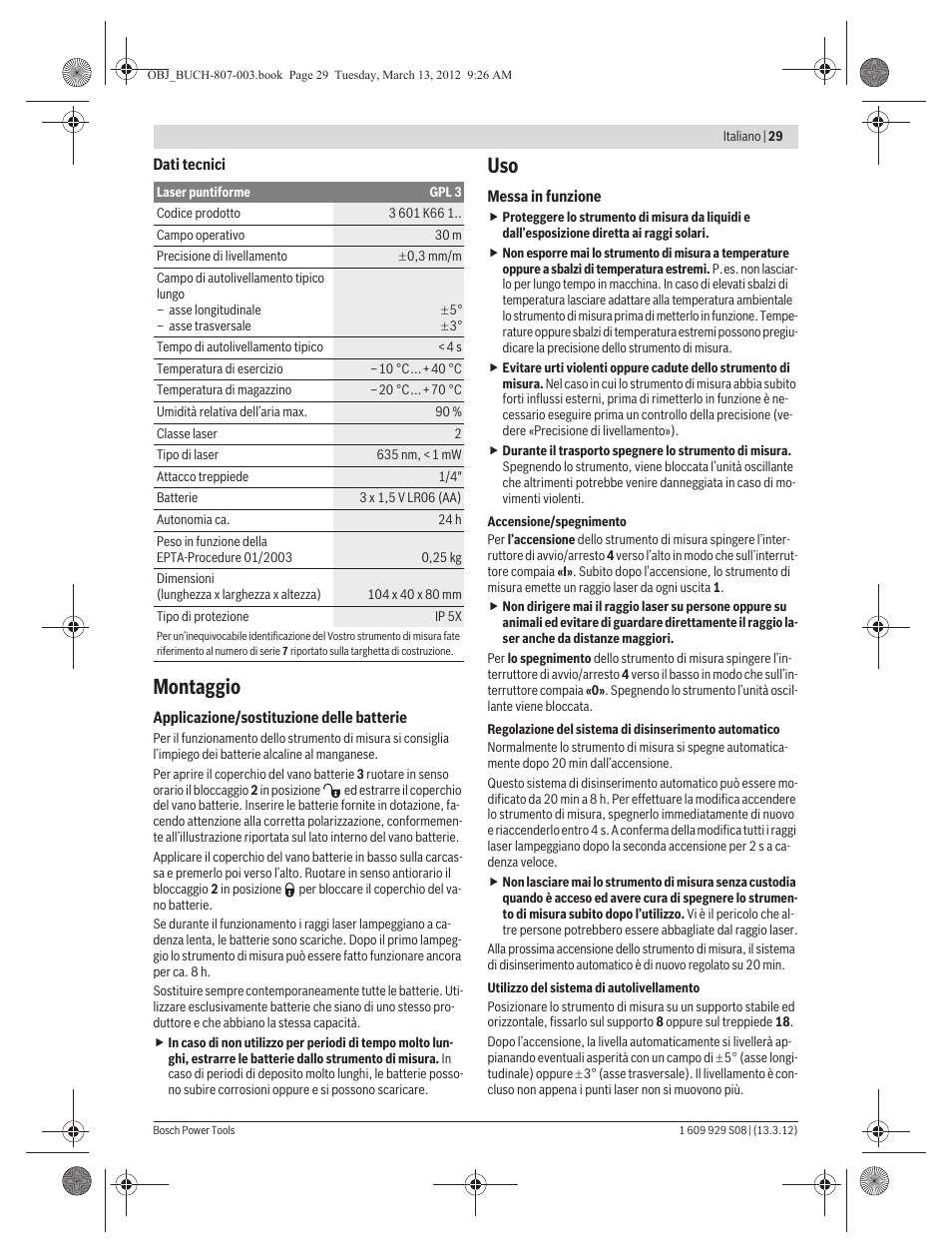 Montaggio | Bosch GPL 3 Professional User Manual | Page 29 / 158