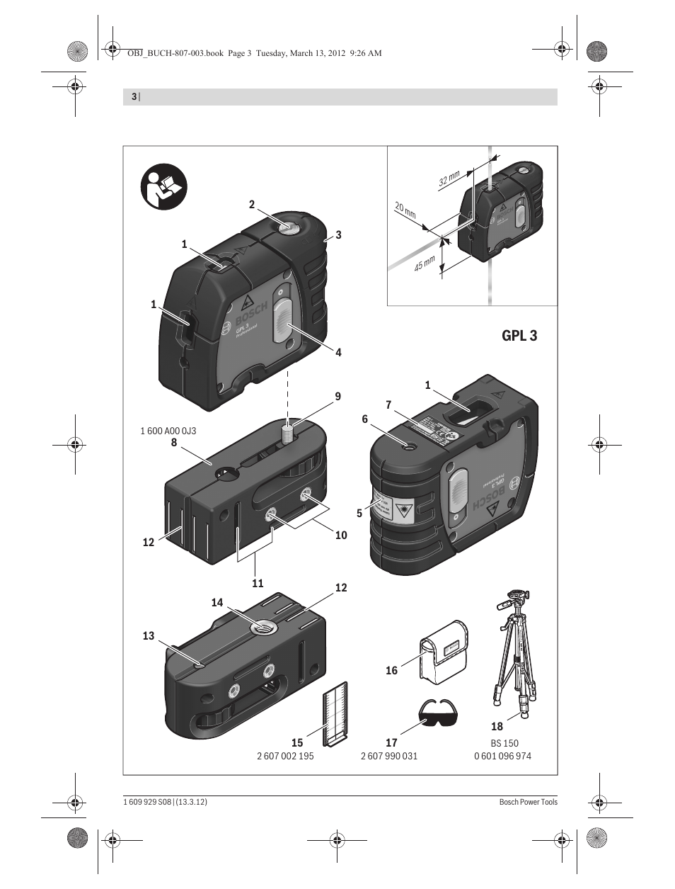 Gpl 3 | Bosch GPL 3 Professional User Manual | Page 3 / 158