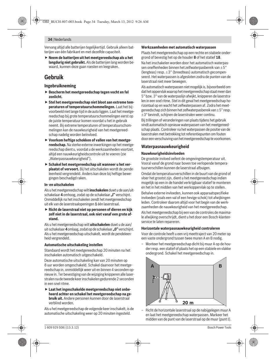 Gebruik | Bosch GPL 3 Professional User Manual | Page 34 / 158